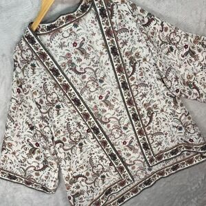 Max Studio Women's Boho Floral Kimono Open Front Top Multicolor‎ Print Size M